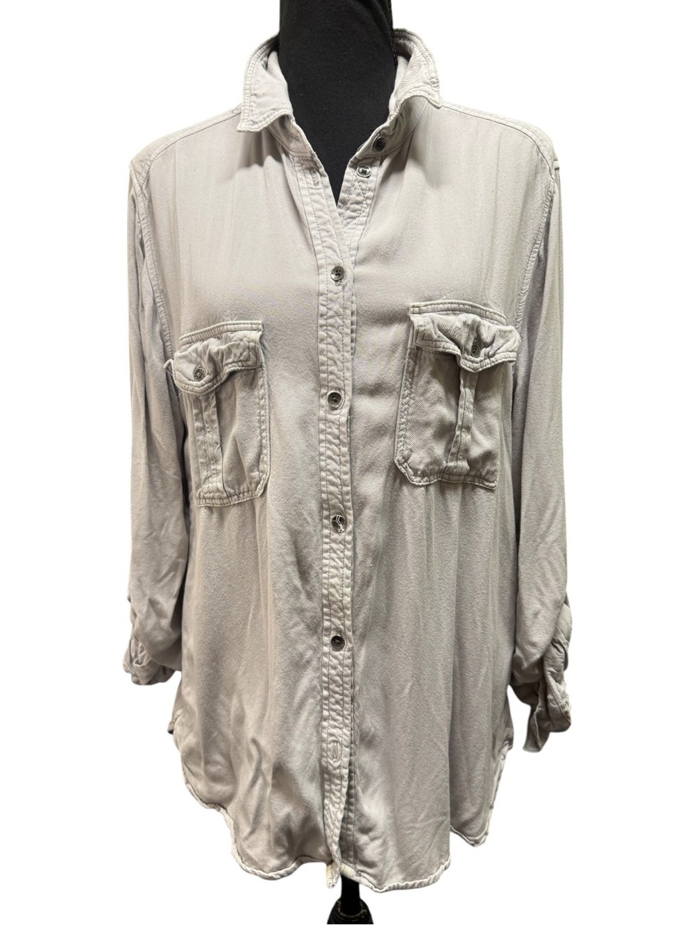 American Eagle Outfitters Light Gray Boyfriend Shirt Size Medium